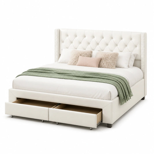 lit-double-140x190-cm-avec-led-et-port-usb-tiroirs-velours-beige-sans-matelas-ehwsrz7148fx